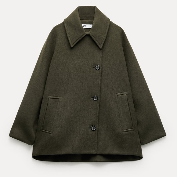 Zara Wool Blend Short Coat - Picture 12 of 16